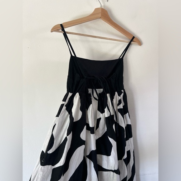 Abercrombie & Fitch Black & White Linen Blend Tie‎ Back Maxi Dress Size XS - Picture 9 of 11